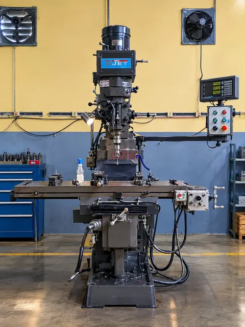 JET vertical turret milling machine with 3-axis digital readout at the SSO workshop